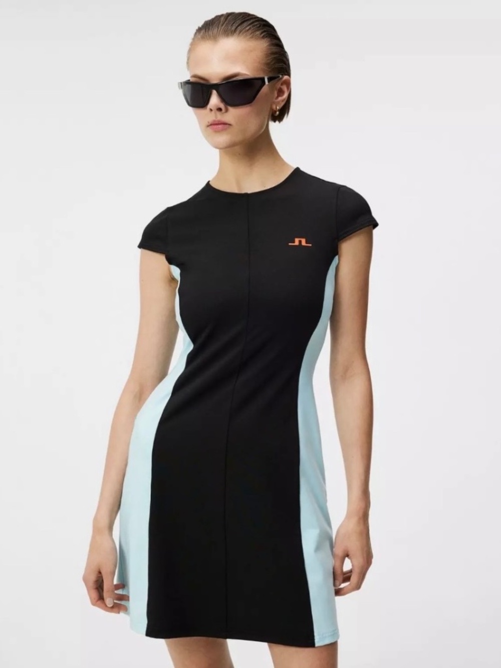 J LINDEBERG GOLF MAXIME DRESS - Color Block Black and Blue - L